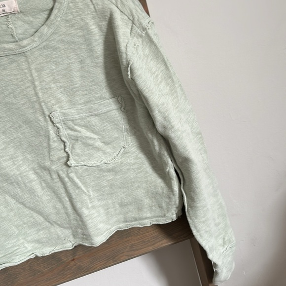Anthropologie T.LA Cropped Long Sleeve  Crewneck Top Green Size XS - Picture 4 of 8